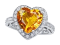 Original Star K™ Large 10mm Heart Shape Simulated Citrine Engagement Wedding Ring