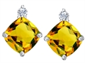 Original Star K™ 7mm Cushion Cut Genuine Citrine Earring Studs