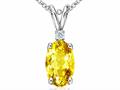 Tommaso Design™ Oval Genuine Yellow Sapphire and Diamond Pendant