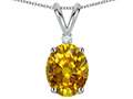 Tommaso Design™ Oval Genuine Yellow Orange Sapphire and Diamond Pendant