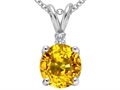Tommaso Design™ 6mm Round Genuine Yellow Sapphire Pendant