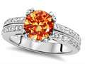 Original Star K™ Round 7mm Simulated Orange Mexican Fire Opal Engagement Wedding Ring