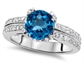 Original Star K™ Round 7mm Genuine Blue Topaz Engagement Wedding Ring