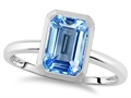 Tommaso Design™ 8x6mm Emerald Octagon Cut Simulated Aquamarine Engagement Solitaire Ring