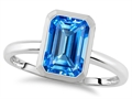 Tommaso Design™ 8x6mm Emerald Octagon Cut Genuine Blue Topaz Engagement Solitaire Ring