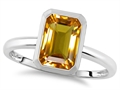Tommaso Design™ 8x6mm Emerald Octagon Cut Genuine Citrine Engagement Solitaire Ring
