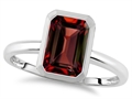 Tommaso Design™ 8x6mm Emerald Octagon Cut Genuine Garnet Engagement Solitaire Ring