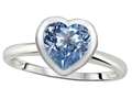 Tommaso Design™ 7mm Heart Shape Simulated Aquamarine Engagement Solitaire Ring