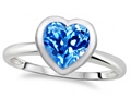 Tommaso Design™ 7mm Heart Shape Genuine Blue Topaz Engagement Solitaire Ring
