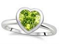 Tommaso Design™ 7mm Heart Shape Genuine Peridot Engagement Solitaire Ring