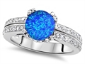 Original Star K™ Round 7mm Created Blue Opal Engagement Wedding Ring