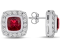 Original Star K™ 7mm Cushion Cut Created Ruby Earring Studs