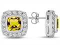 Original Star K™ 7mm Cushion Cut Simulated Citrine Earring Studs