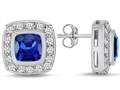 Original Star K™ 7mm Cushion Cut Created Sapphire Earring Studs