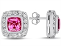Original Star K™ 7mm Cushion Cut Created Pink Sapphire Earring Studs