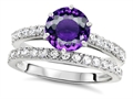 Original Star K™ Round 7mm Genuine Amethyst Engagement Wedding Ring