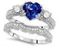 Original Star K™ Heart Shape 7mm Created Sapphire Engagement Wedding Set