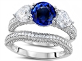 Original Star K™ Round 7mm Created Sapphire Engagement Wedding Set