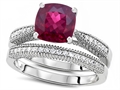 Original Star K™ Cushion Cut 7mm Created Ruby Engagement Wedding Set