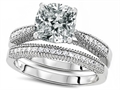 Original Star K™ Cushion Cut 7mm Genuine White Topaz Engagement Wedding Set