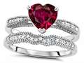 Original Star K™ Heart Shape 7mm Created Ruby Engagement Wedding Set