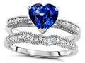 Original Star K™ Heart Shape 7mm Created Sapphire Engagement Wedding Set