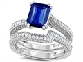 Original Star K™ Emerald Cut 8x6mm Created Sapphire Engagement Wedding Set