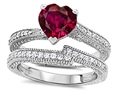 Original Star K™ Heart Shape 7mm Created Ruby Engagement Wedding Set