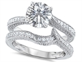 Original Star K™ Round 7mm Genuine White Topaz Engagement Wedding Set