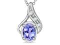 Tommaso Design™ Oval 7x5mm Genuine Tanzanite and Diamond Pendant