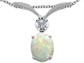 Tommaso Design™ Oval 8x6mm Genuine Opal and Diamond Pendant