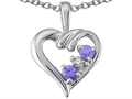 Tommaso Design™ Round Genuine Tanzanite and Diamond Heart Pendant
