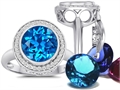 Switch-It Gems™ Round 10mm Simulated Blue Topaz Ring with 12 Interchangeable Simulated Birthstones