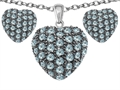 Original Star K™ Simulated Aquamarine Puffed Heart Love Pendant Box Set with matching earrings