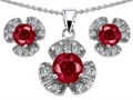 Original Star K™ Created Ruby Flower Pendant Box Set With Matching Earrings