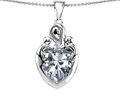 Original Star K™ Large Loving Mother Twin Children Pendant with 12mm Heart Genuine White Topaz