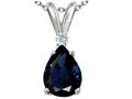 Tommaso Design™ Pear Shape 8x6mm Genuine Sapphire and Diamond Pendant