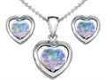 Original Star K™ Round Created Opal Heart Earrings with Free Box Set matching Pendant
