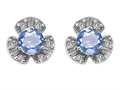 Original Star K™ Flower Earrings With Round 5mm Simulated Aquamarine
