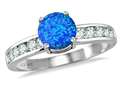 Original Star K™ Round 7mm Created Blue Opal Engagement Ring