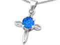 Original Star K™ Round Created Blue Opal Cross Pendant