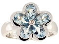 Tommaso Design™ Pear Shape Genuine Aquamarine Flower Ring