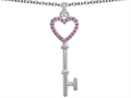 Original Star K™ Round Simulated Pink Tourmaline Heart Shape Key Pendant