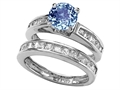 Original Star K™ 7mm Round Simulated Aquamarine Wedding Set