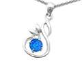 Original Star K™ Round Created Blue Opal Swan Pendant