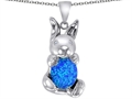 Original Star K™ Love Bunny Pendant With Created Blue Opal Oval 10x8mm