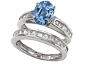 Original Star K™ 8x6mm Oval Simulated Aquamarine Wedding Set
