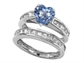 Original Star K™ 7mm Heart Shape Simulated Aquamarine Wedding Set