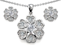 Original Star K™ Cubic Zirconia Flower Pendant Box Set With Matching Earrings