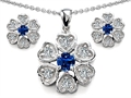 Original Star K™ Created Sapphire Flower Pendant Box Set With Matching Earrings